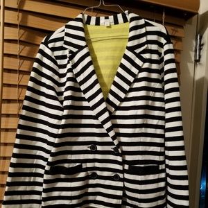 Caslon Striped Stripes Jacket Blazer Black White